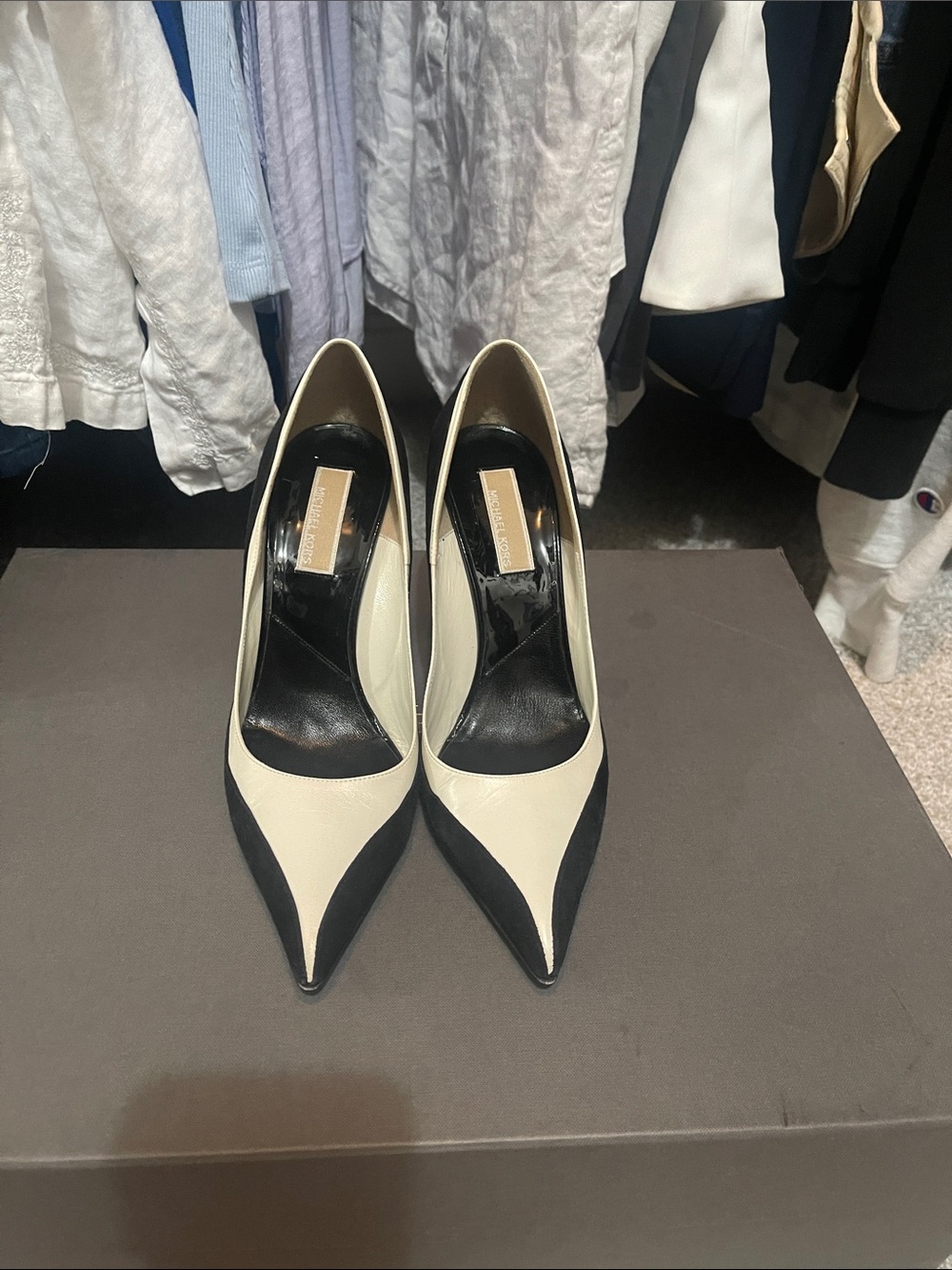 Michael Kors Two-Tone Black and Cream Pointed Toe Pumps